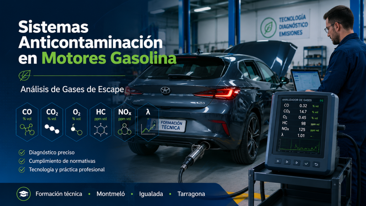 Formación sobre sistemas anticontaminación en motores gasolina y análisis de gases de escape